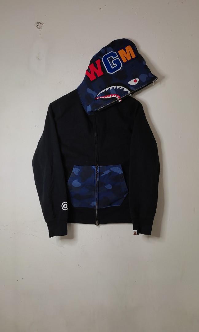 BAPE x PSG Shark Full Zip Hoodie Navy Men's - FW18 - GB