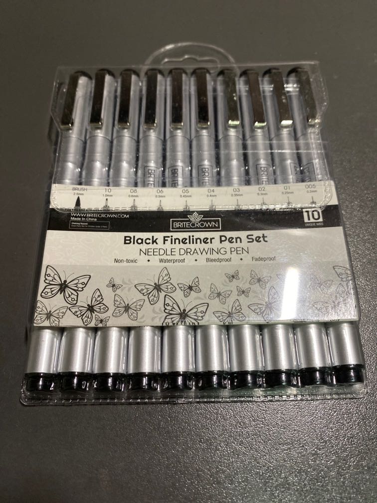 Black Fineliner Pen Set, Hobbies & Toys, Stationery & Craft, Stationery