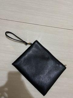 Black Leather Clutch Tas Pesta