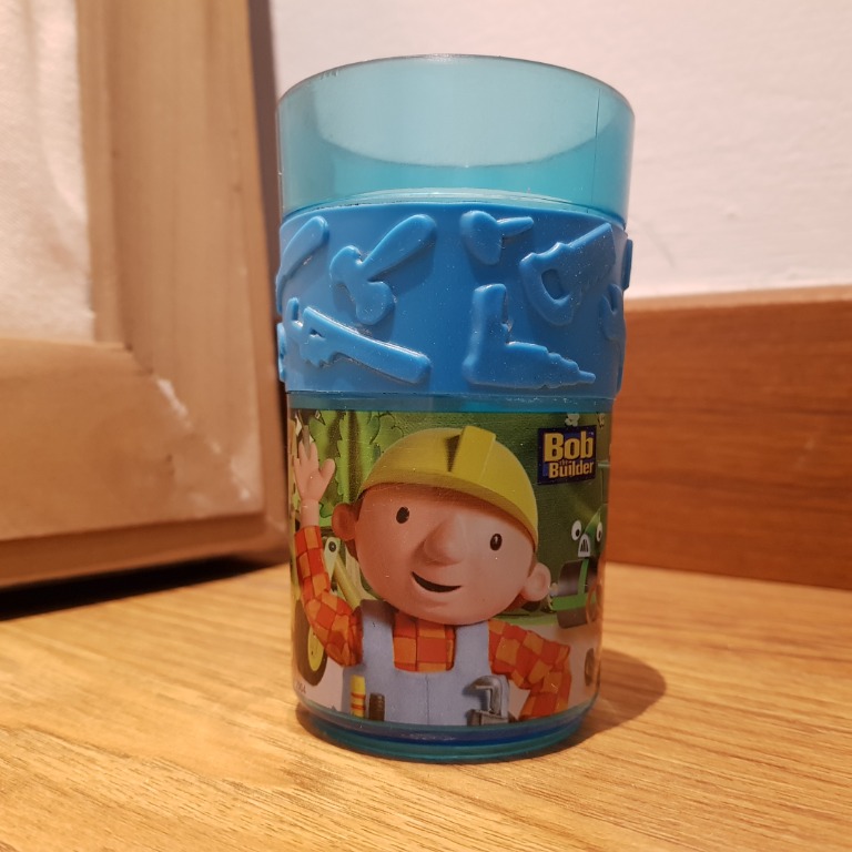 Bob The Builder Fun Grip Tumbler Plastic Cup Trudeau Brand Blue, Babies