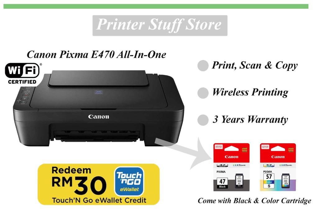 Canon Pixma E470 All-in-One Inkjet Printer (Black) 