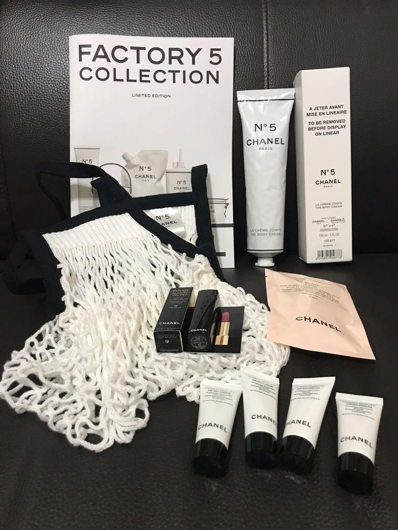 Chanel No.5 body cream 150ml factory 5 身體潤膚霜 set 網袋 唇膏 填色冊, 美容＆化妝品, 沐浴