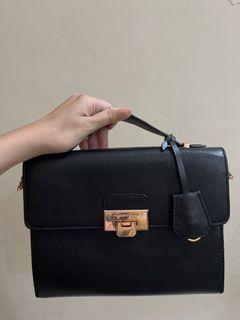 Charles & Keith Black Leather Tote Bag