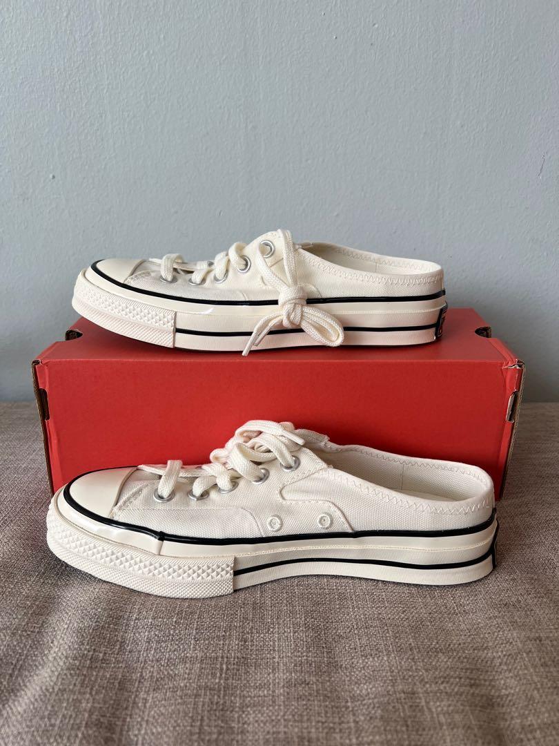 White converse clearance with red stripe