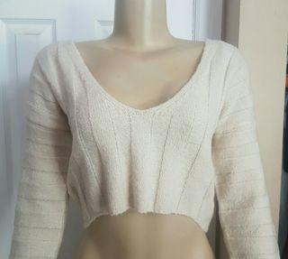 Cropped Cream Sweater from Fashion Nova