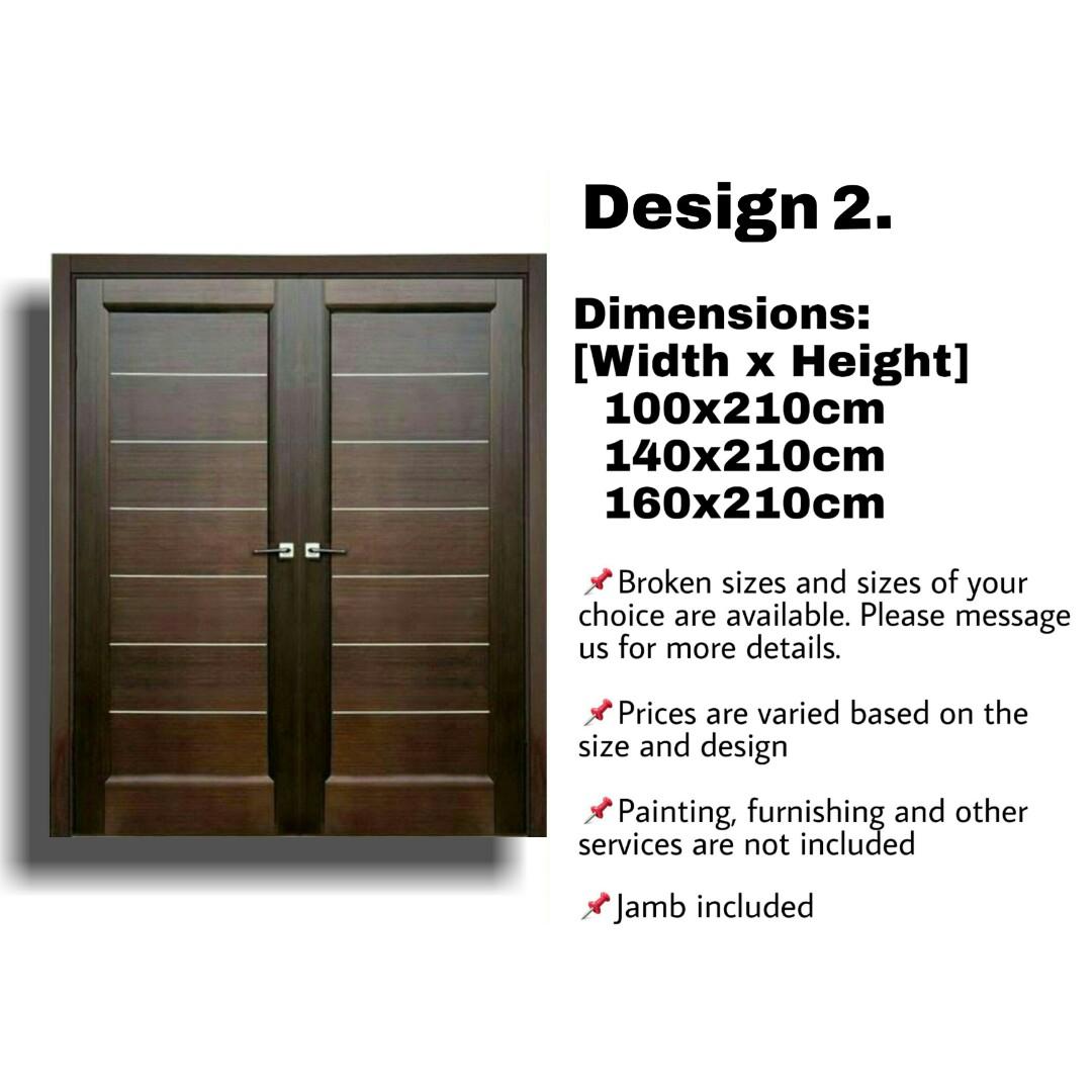 🔥Customized 2-Door Panel Main / Front Door🔥 (Category: Locks, Doors & Gates) located in Quezon City. Submitted by atgeremias313 (Listing ID 1156213467, Image 3). Description: 🔥Customized 2-Door Panel Main / Front Door🔥 Dimensions: [Width x Height] 100x210cm 140x210cm 160x210cm 📌 Jamb included 📌 Broken sizes and sizes of your choice are available. 📌 Prices are varied based on the size and design 📌 Painting furnishing and other services are