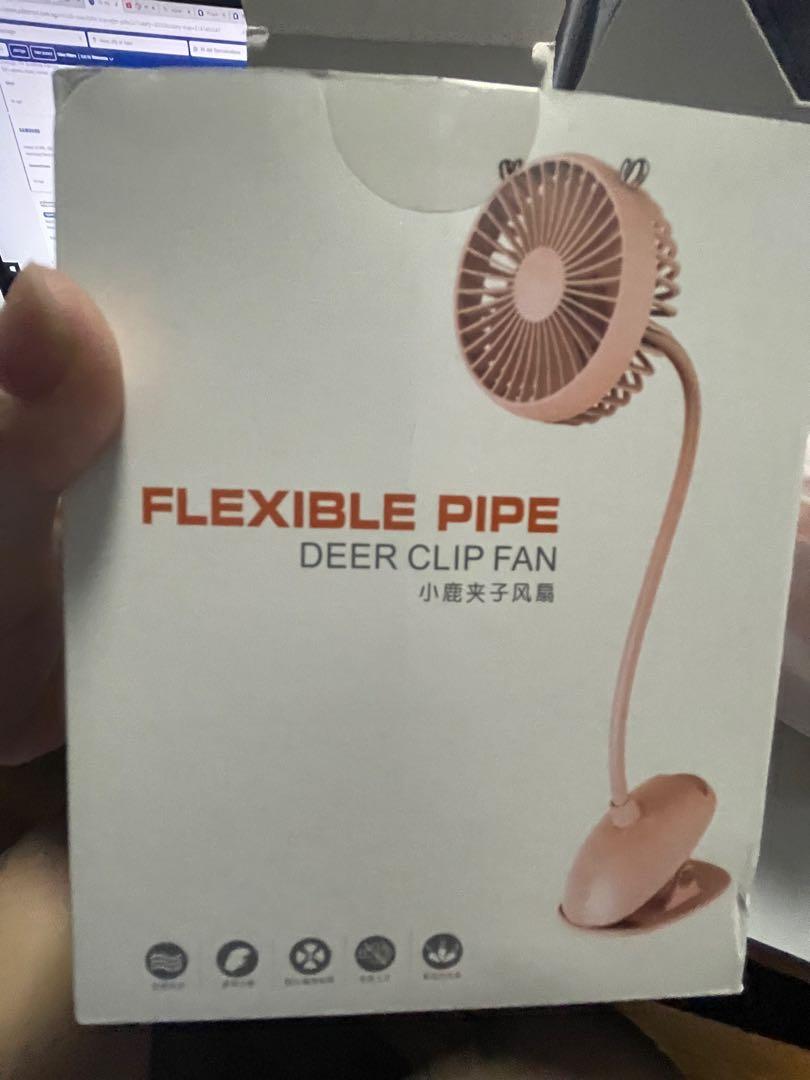 Flexible pipe usb deer clip fan pink, Furniture & Home Living, Lighting