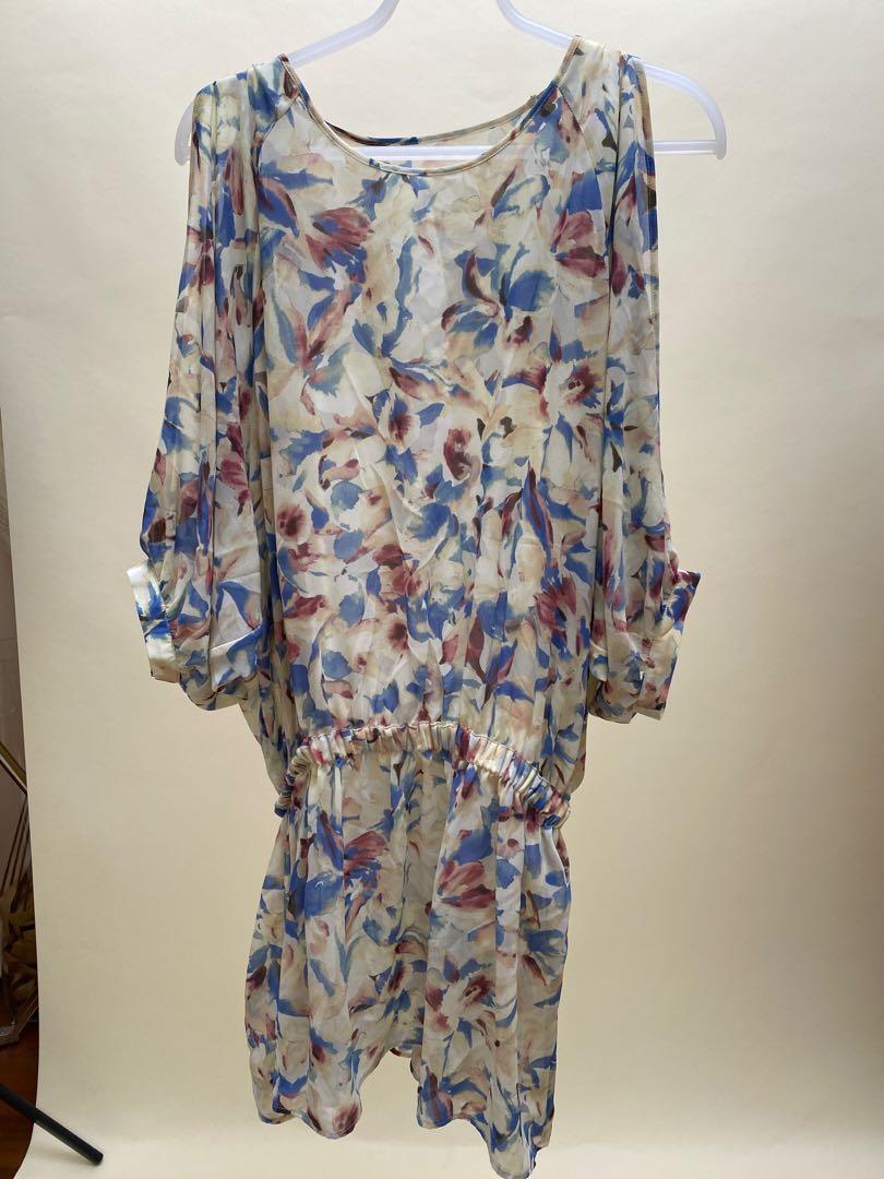 Floral chiffon blouse dress