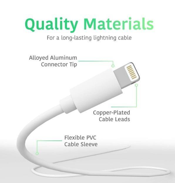 FREE DELIVERY + WARRANTY) TalkWorks 2 PACK iPhone Charger Lightning Cable  2M Heavy Duty Cord MFI