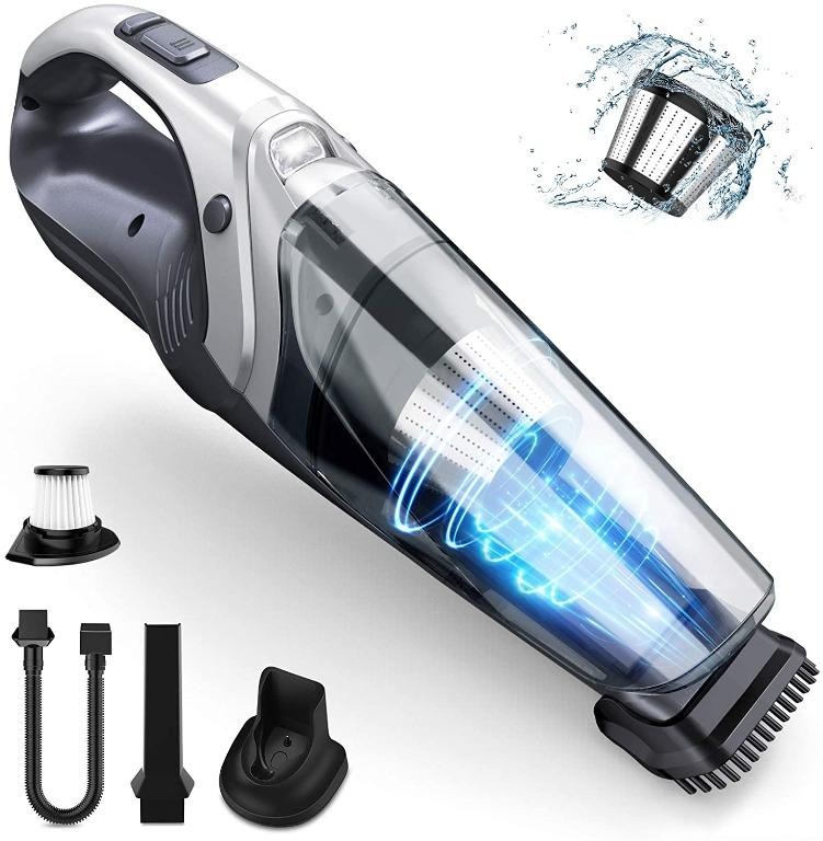 Wet Dry with LED Indicator Rechargeable Car Pet Home Kitchen Vac Cleaner 5KPA Lightweight Vacuum Super Suction Low Noise Portable Cleaner Holife Handheld Vacuums Up to 24 Mins Cordless