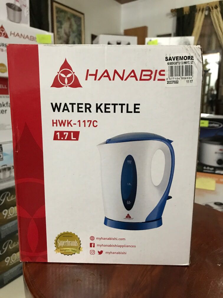 HANABISHI Water Kettle HWK117C 1.7L, TV & Home Appliances, Kitchen