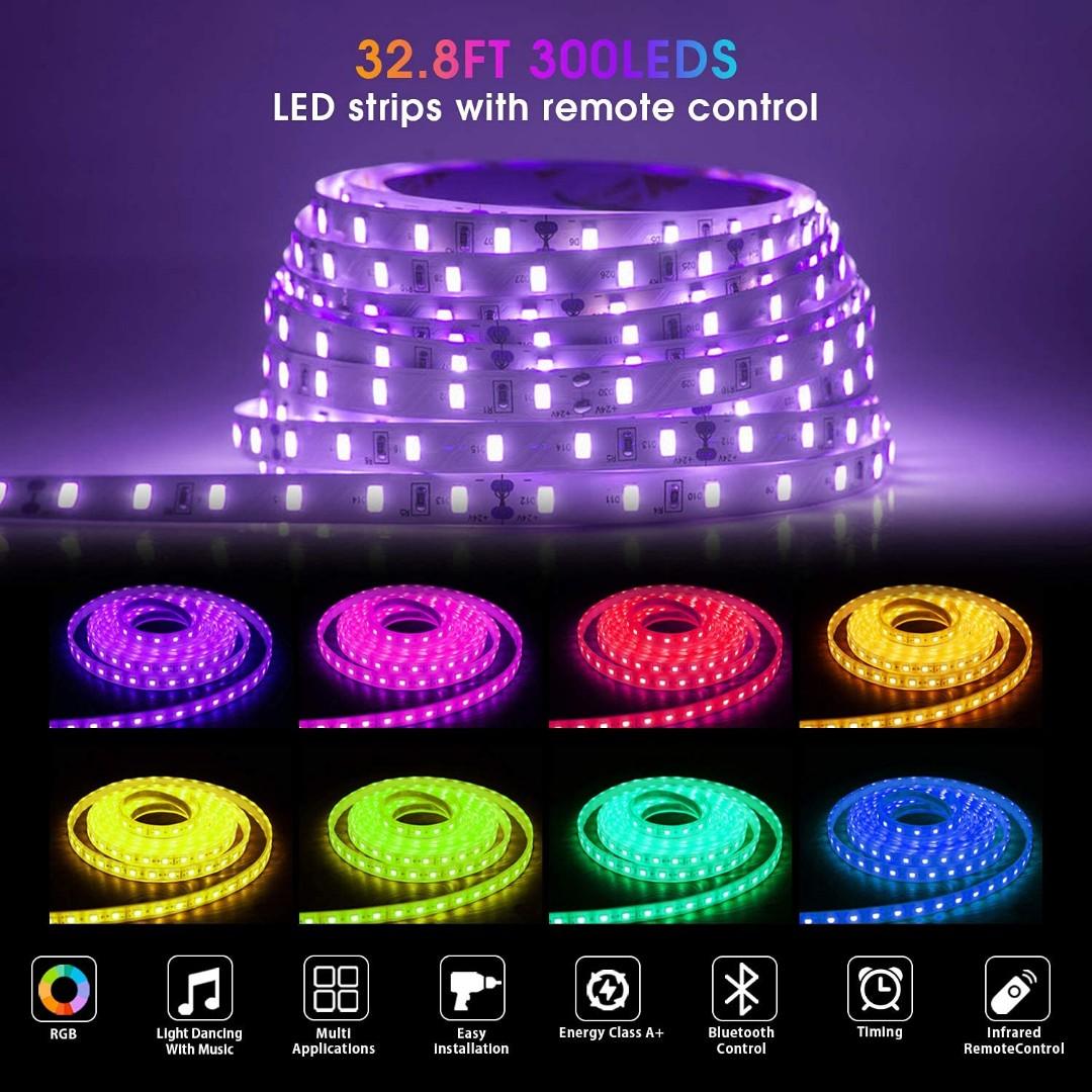 LED Strip Lights with Remote 32.8ft, VITCOCO Bluetooth Color Changing
