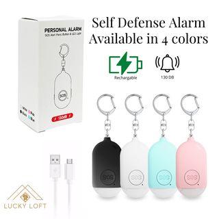 Lucky Loft 130DB Extremely Loud Self Defense Alarm Keychain with Flashlight, USB Rechargeable Personal Security for Kids, Women & Elderly, Personal Protection Alarm, Security Alarm, Emergency Personal Siren Alarm with LED Light SOS Safety Alert Device