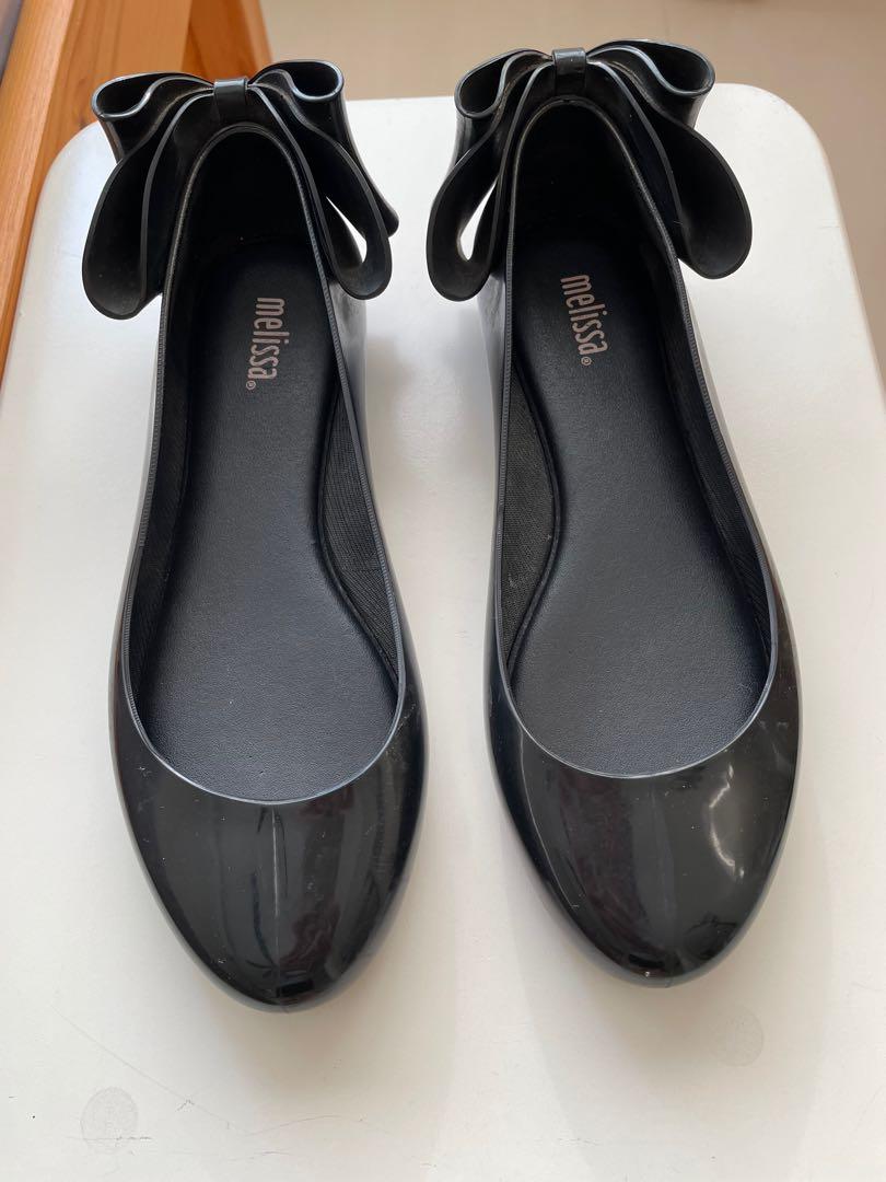 Melissa black bow top shoes