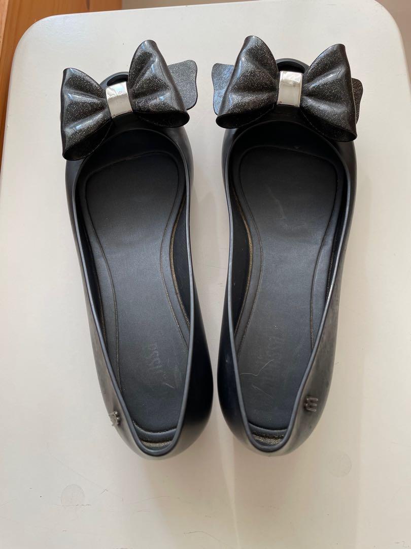 Melissa black cheap bow shoes
