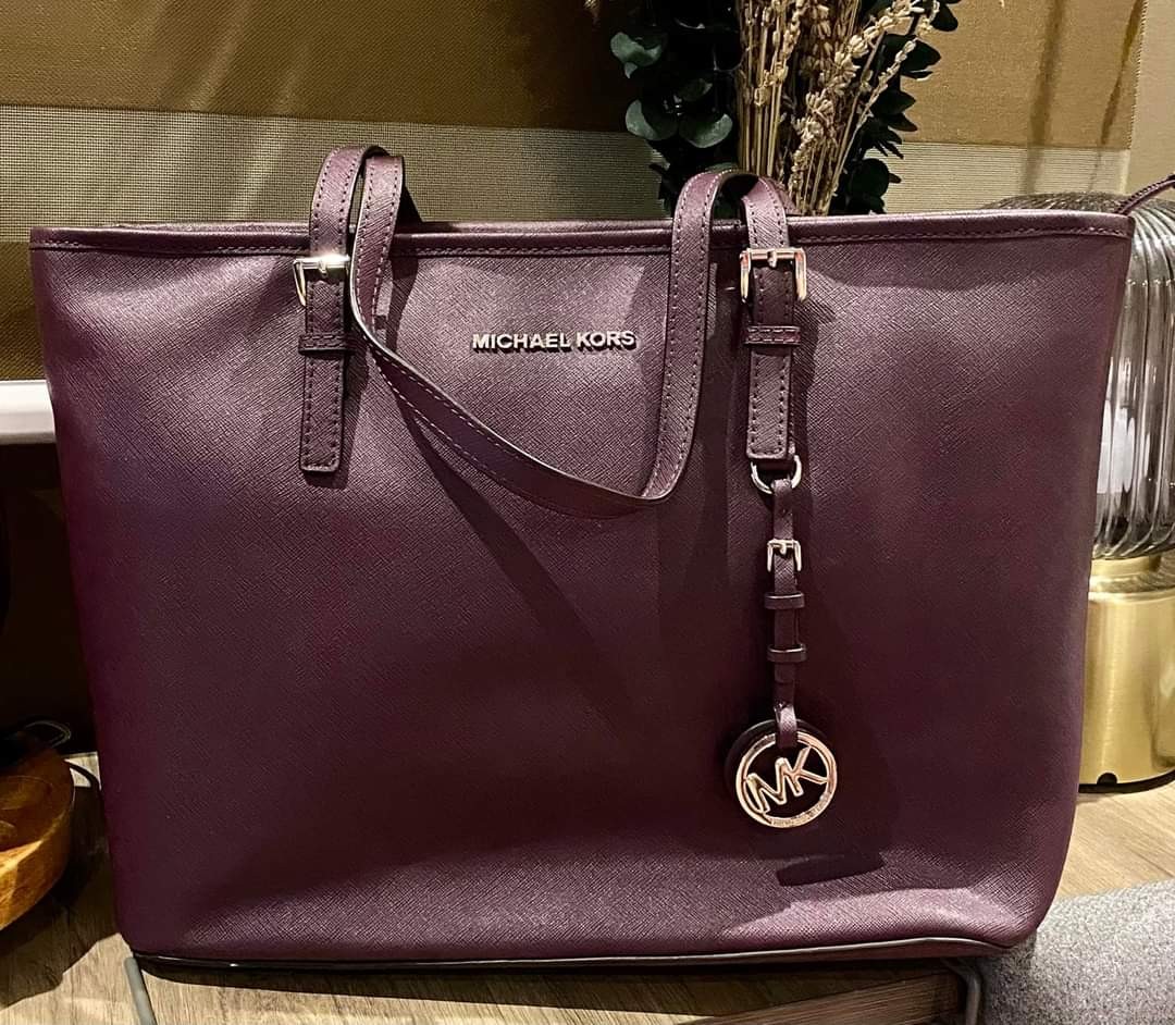 purple michael kors tote bag