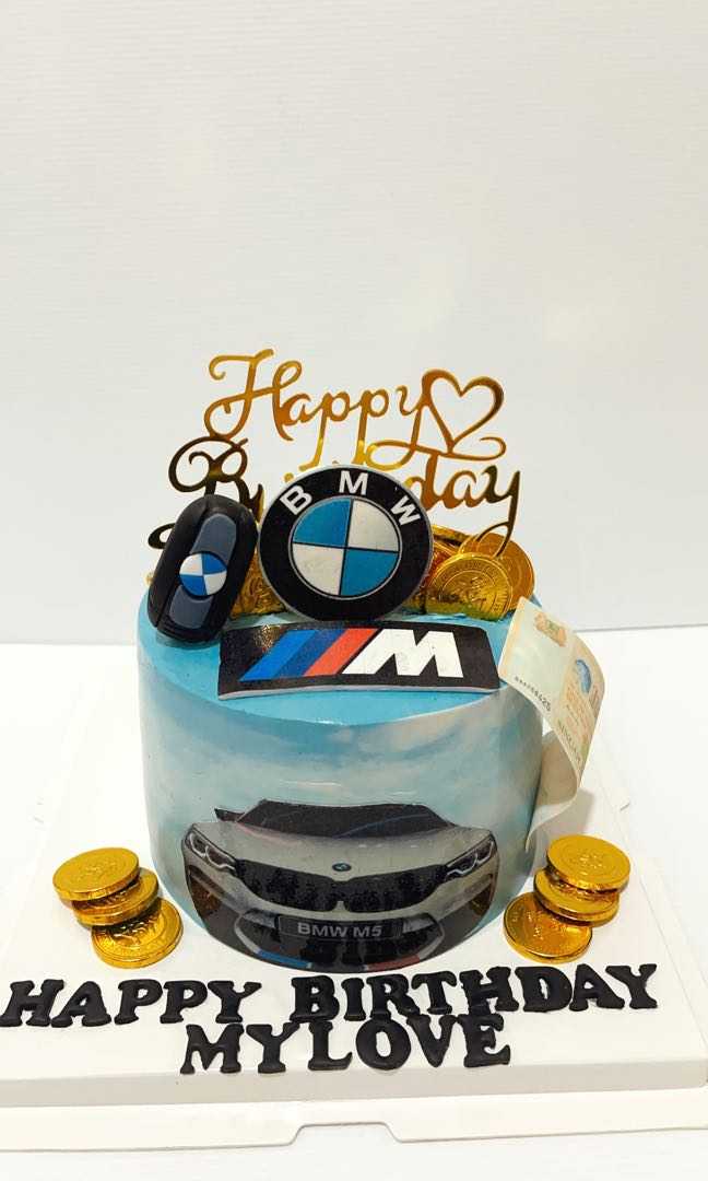 BMW Car Birthday Wishes Awesome Round Cake With Name