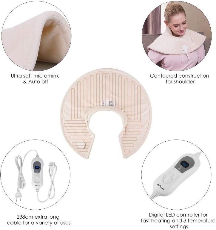 "MVPower Shoulder Electric Heating Pad, 60 x 62 cm, for Back Neck Pain