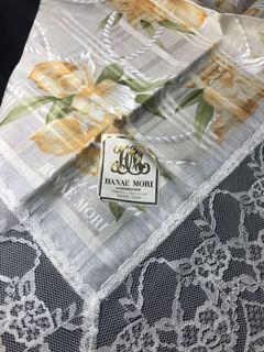 New Hanae Mori Floral and Lace 22” Handkerchief