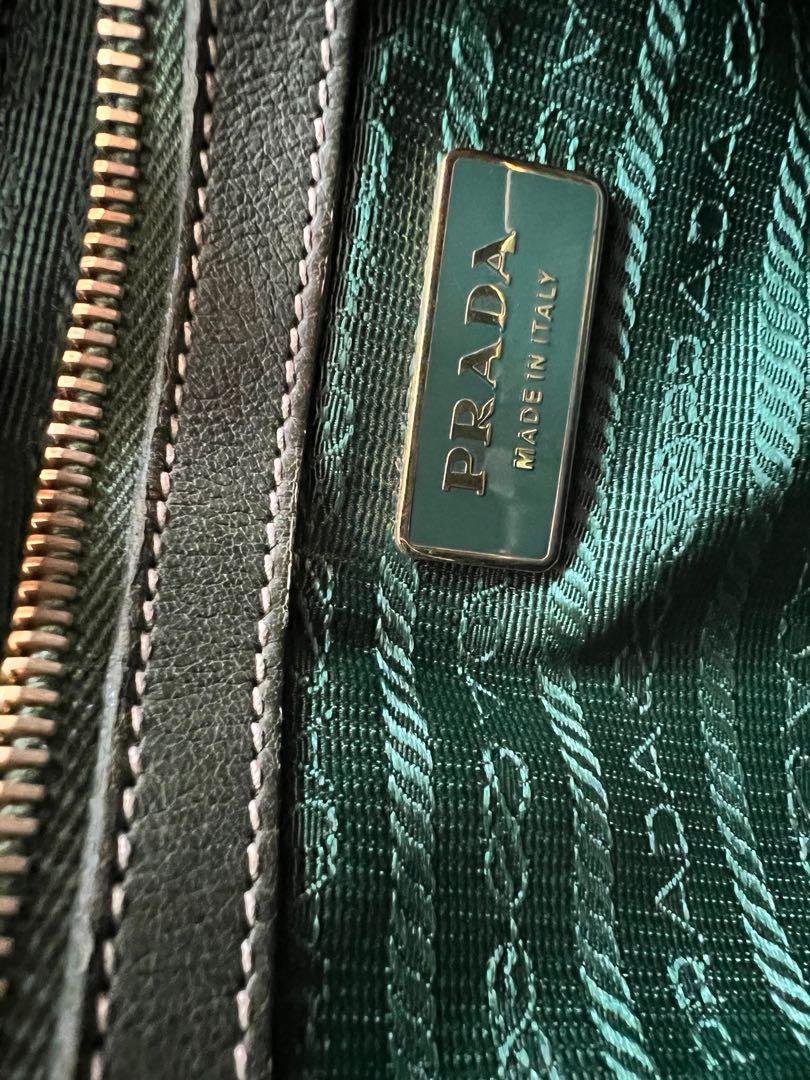 Prada Emerald Green ruched clutch bag, Luxury, Bags & Wallets on Carousell