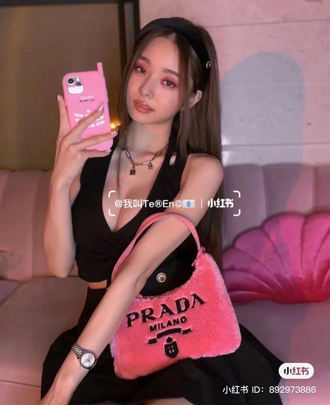Prada Re-edition 2000 Mini Terry Furry Faux Fur Bag Black White Pink Blue  Yellow, Luxury, Bags & Wallets on Carousell