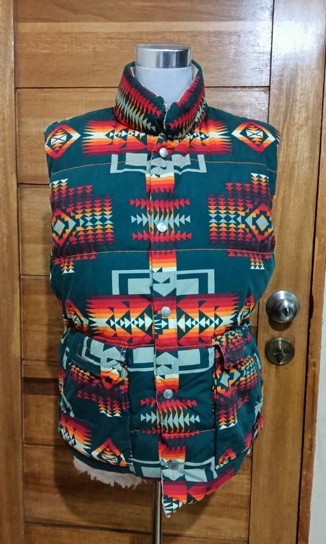 Ralph Lauren Denim Supply Vest Puffer Aztec Navajo Reversible Vintage RARE Large to Semi Xl