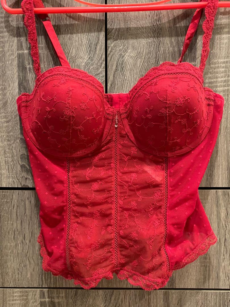 Red lace bustier/corset Women's Others on Carousell