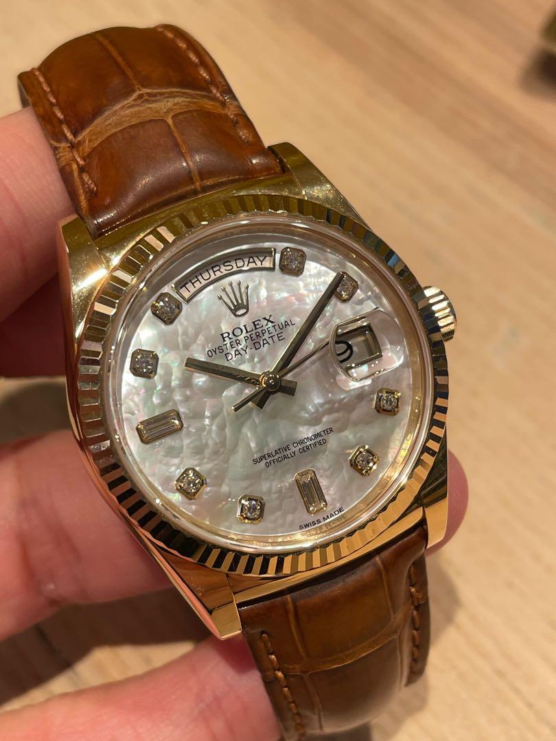 Rolex day date with leather strap Clearance