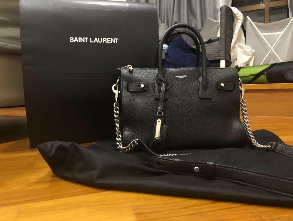 Saint Laurent Baby Sac De Jour Souple Duffle Bag In Black Grained Leather