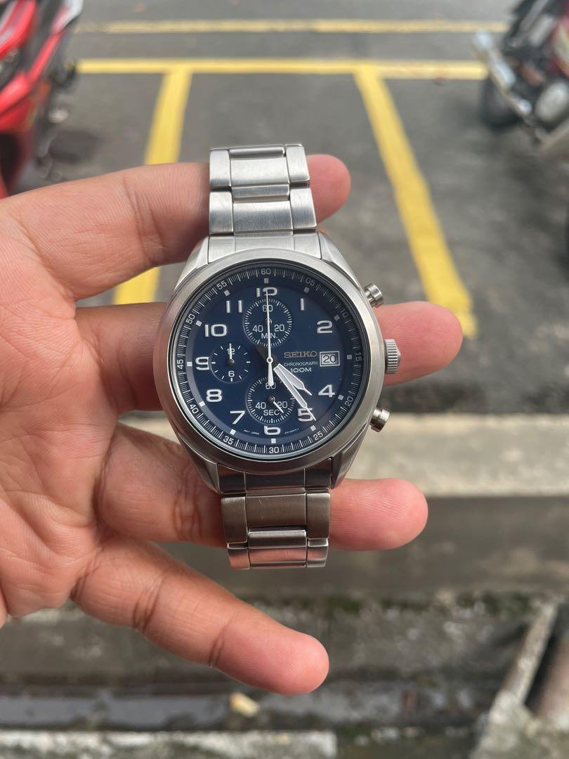 Seiko chronograph 100m shop blue dial
