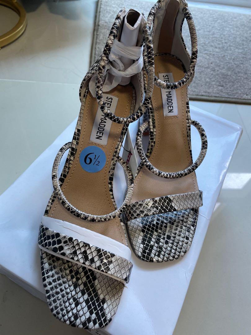 Steve Madden Snake Print Heeled Sandals Size 6.5 Women s Fashion