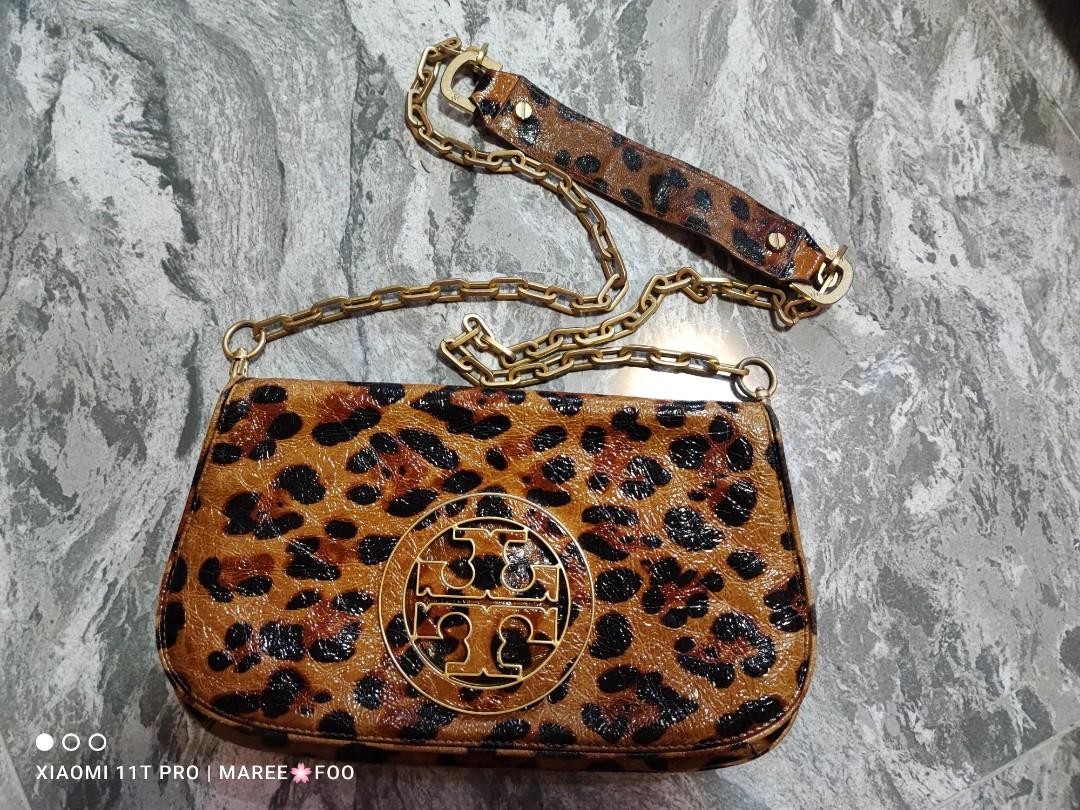 Tory burch leopard top clutch
