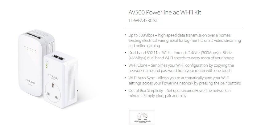TP-Link TL-WPA4530 KIT AV500 Powerline Wi-Fi Extender, Wifi