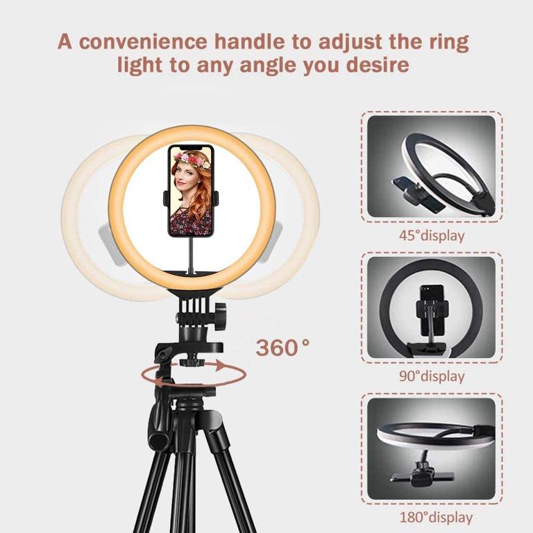 Phone/Camera Tripod with Bluetooth Remote Control for Makeup Compatible with iPhone & Android Selfie Live Stream Photography WONEW 10 Led Ring Light with Tripod Stand and 3 Phone Holders