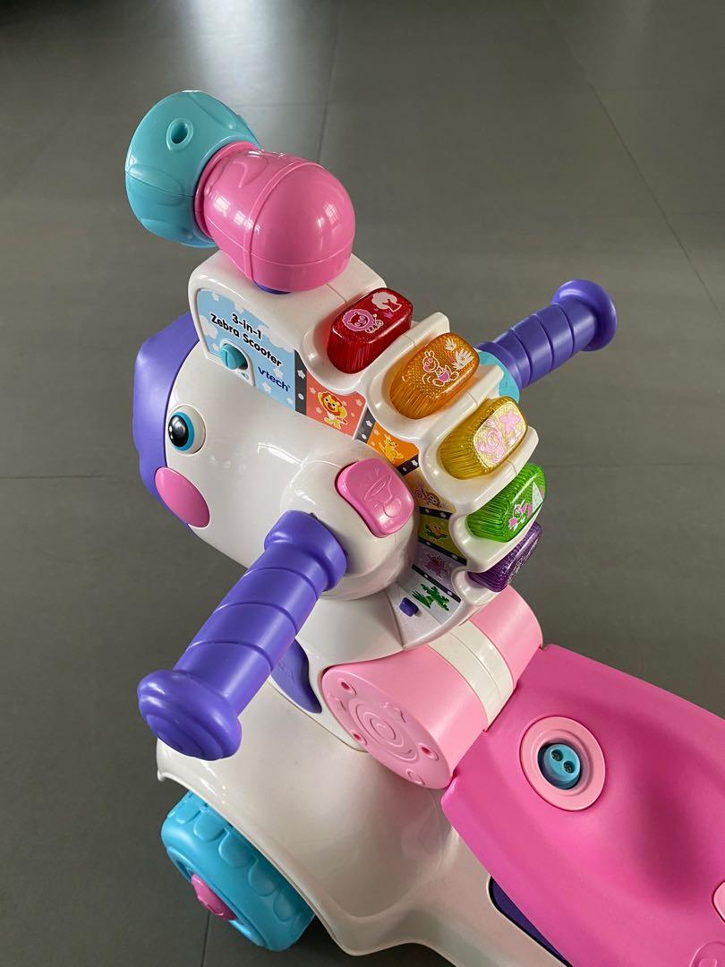Vtech 3 In 1 Zebra Scooter Pink Babies Kids Infant Playtime on