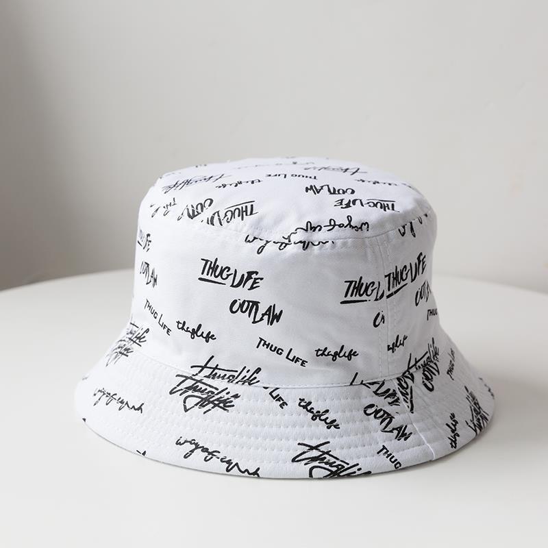 White Reversible Bucket Hat "Thug Life", Men's Fashion, Watches