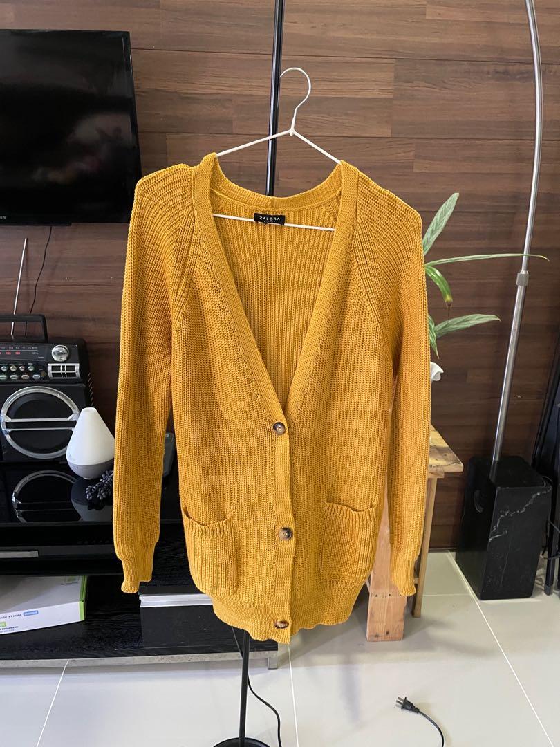 zalora yellow cardigan, Women's Fashion 