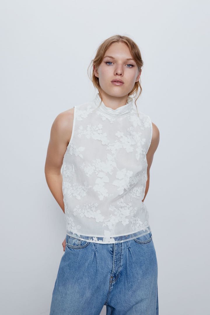 ZARA ORGANZA TOP, Women's Fashion, Tops 