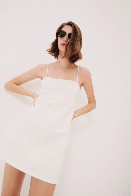 ZARA Strappy Dress in Oyster White
