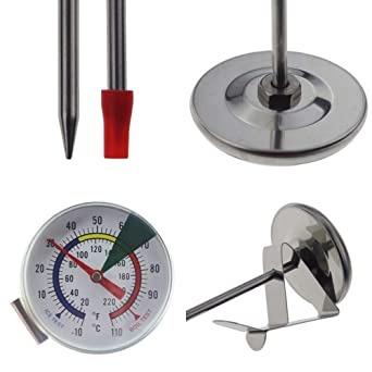 Milk Thermometer for Steaming Milk - Ideal Milk and Coffee Temperature  Thermometer with 175 mm Stainless Steel Probe and Clip Barista Coffee  Espresso