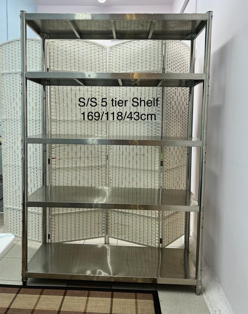 5 tier Stainless Steel Rack/Shelf (Adjustable), Furniture & Home Living ...