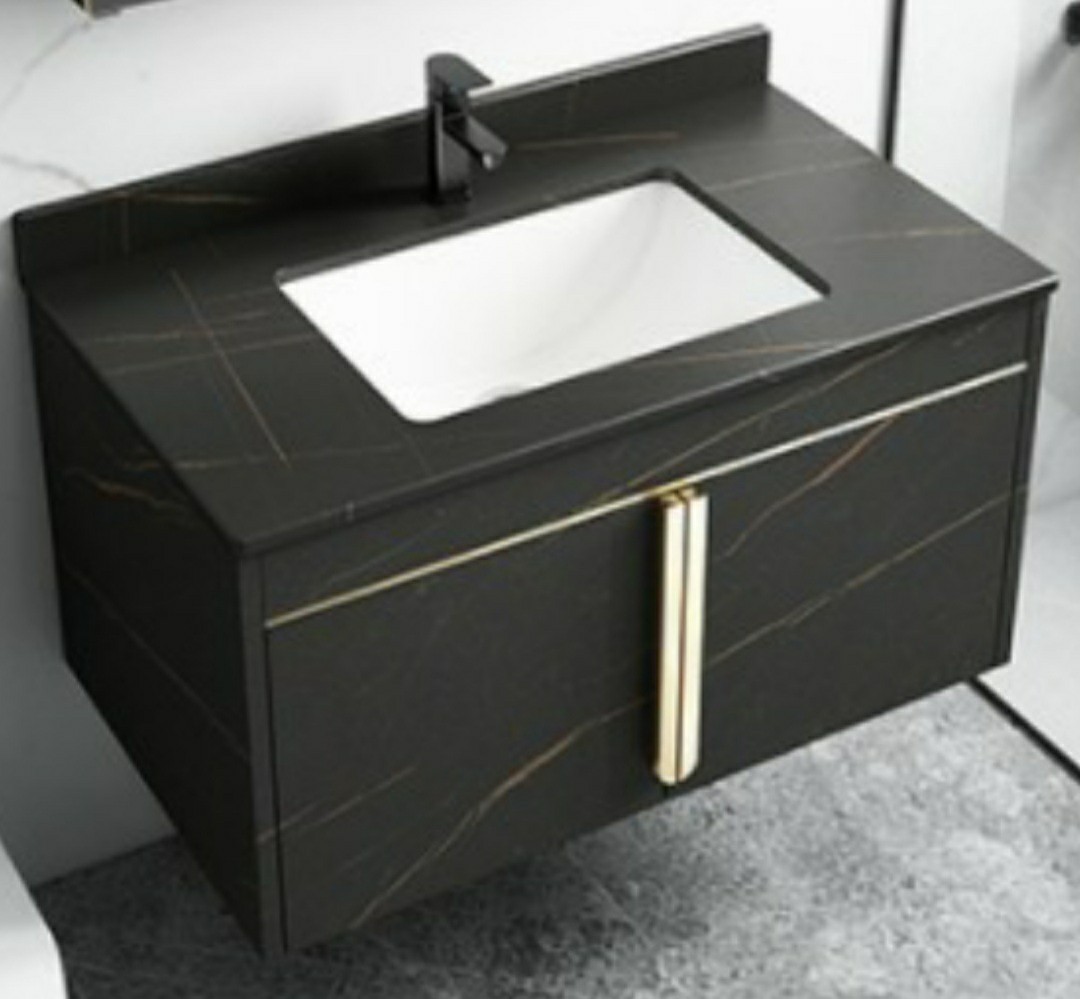 60cm Black Stainless Steel Bathroom Vanity Undermount Basin (Marble Top