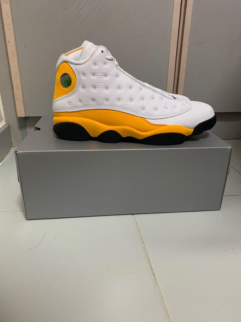 Yellow and white jordan store 13