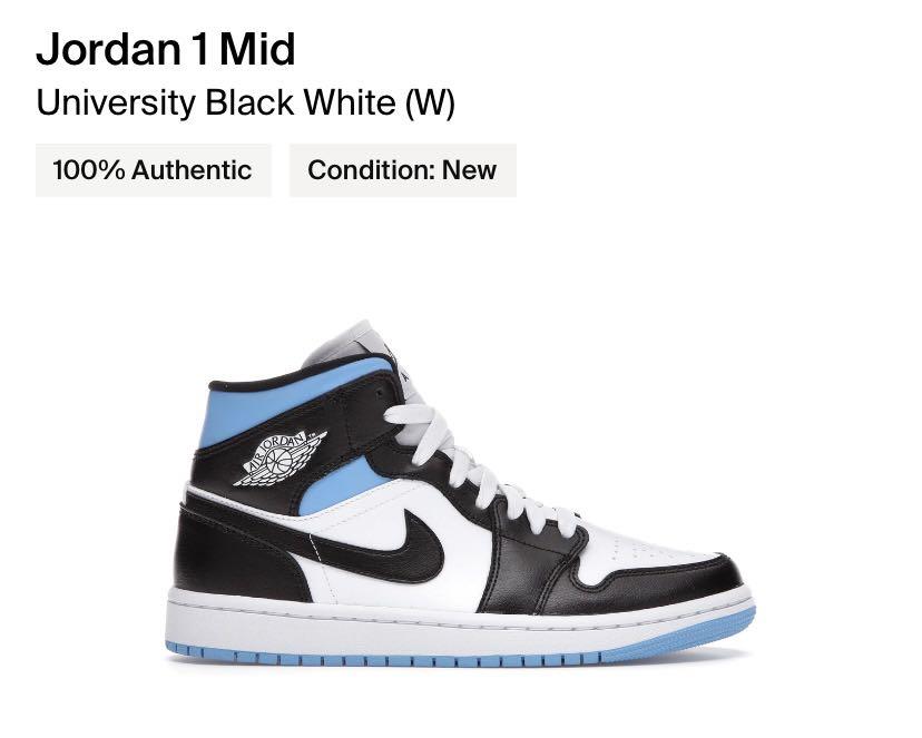 Womens Air Jordan 1 Mid University Blue Black White Men s