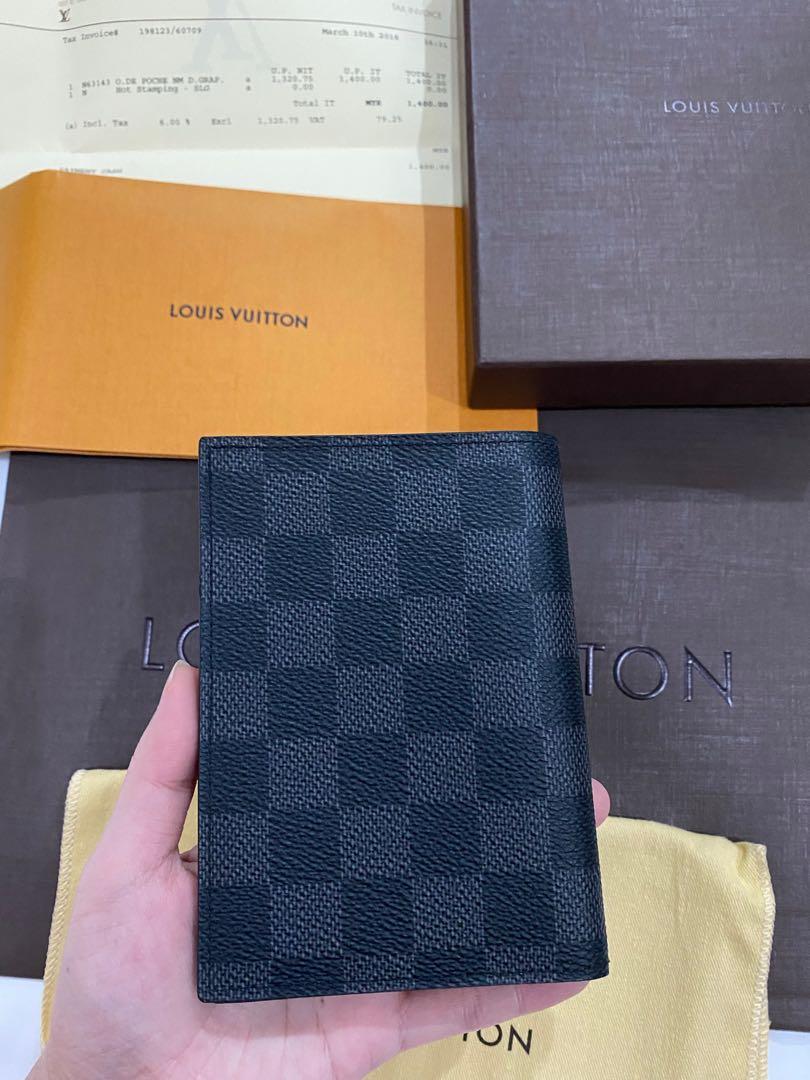 Louis Vuitton Passport Cover Damier Graphite Giant Blue in Coated