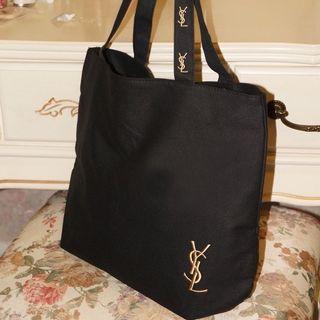 [Authentic] YSL Handle/ shopping bag/totebag perempuan/Canvas Handbag big volume/ shoulder bag/ hand carry black YSL/stitching logo