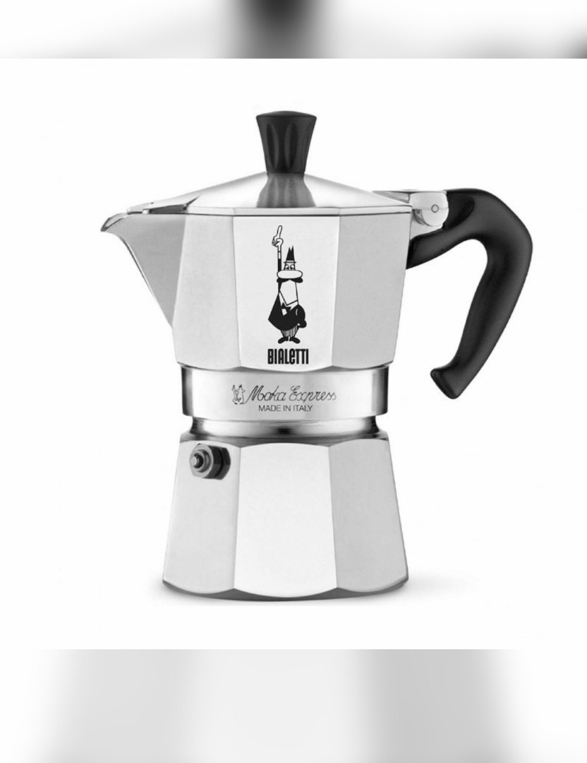 Bialetti Express Moka Pot 1 cup, silver Aluminum, 家庭電器, 廚房電器, 咖啡機及咖啡壺