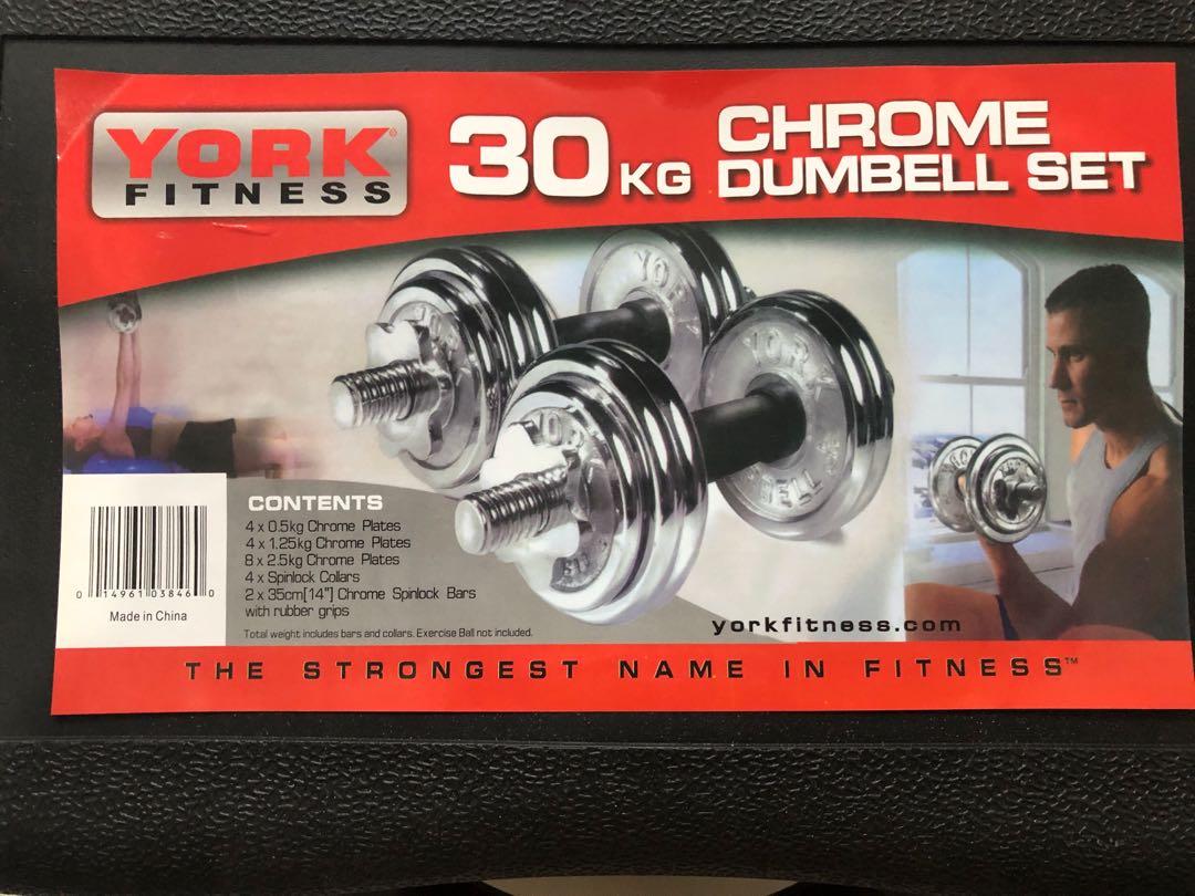 Chrome dumbbell and barbell set 30KG, Sports Equipment, Exercise