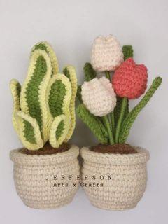 crochet plants in pot tulip cactus
