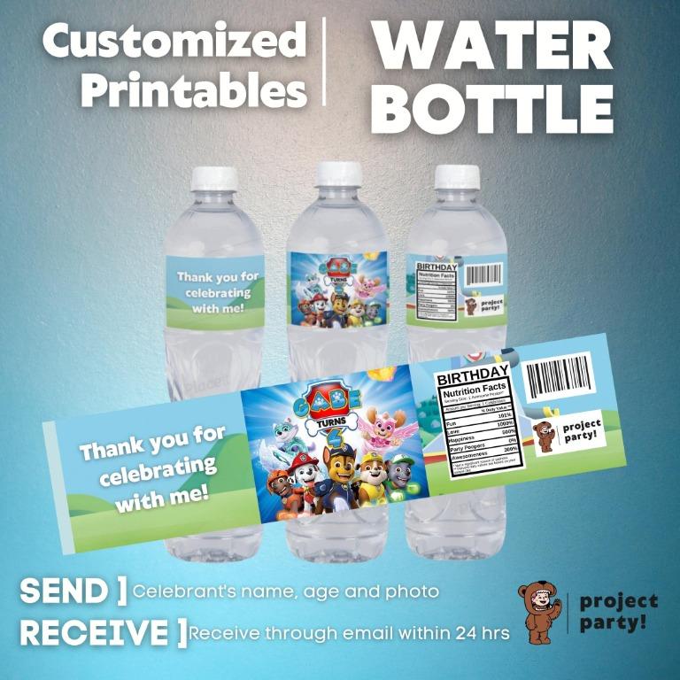 Customized Paw Patrol Water Bottle Label | Birthday Party ...